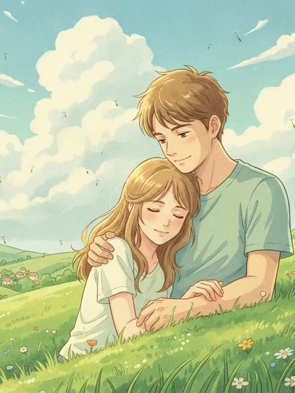 Dreamy Anime AI headshot example — Painted summer romance