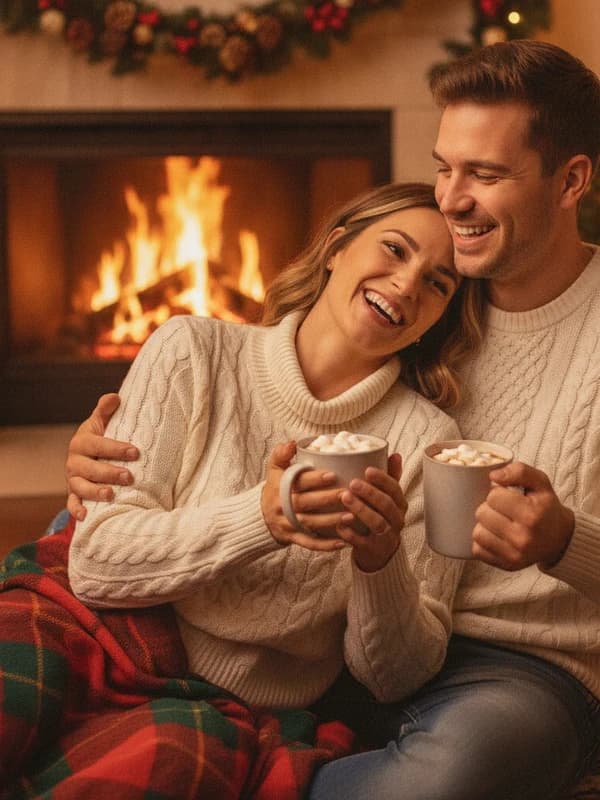 Christmas Card AI headshot example — Fireside card-ready cozy