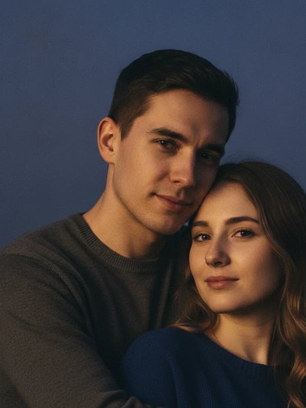 Lockscreen Couple AI headshot example — Wallpaper-ready headroom