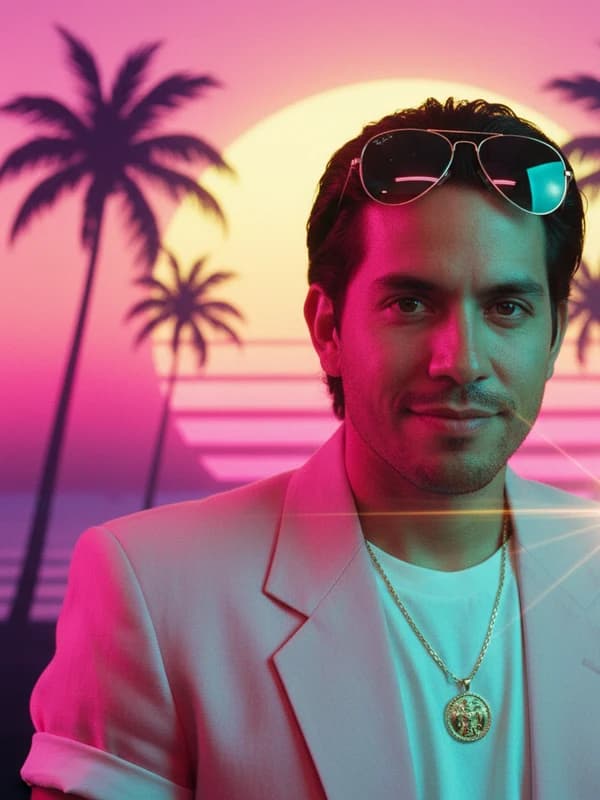 Miami Vice 80s AI headshot example