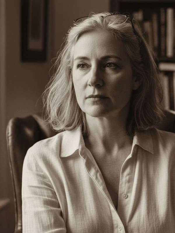 Author Cover AI headshot example — Dust-jacket gravitas