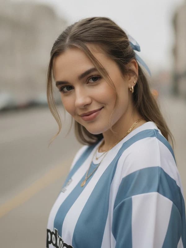Blokette AI headshot example — Sporty-girlie bows