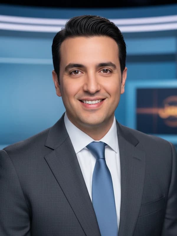 Broadcast AI headshot example — News-anchor polish