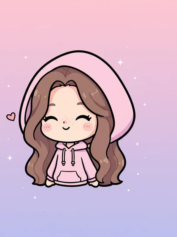 Chibi AI headshot example — Big-head kawaii avatar