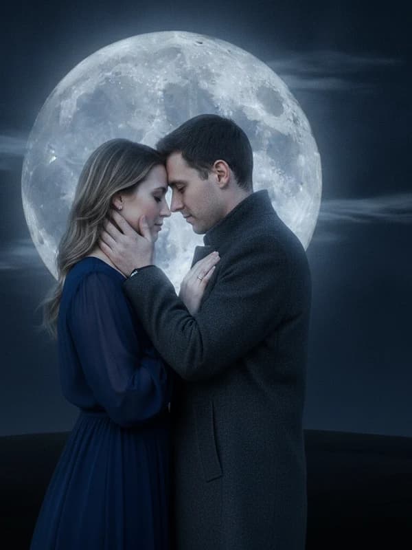 Moonlight AI headshot example — Forehead kiss under the moon