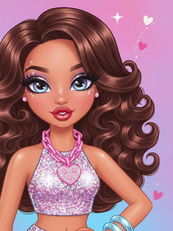 Fashion Doll AI headshot example — Glossy doll glam
