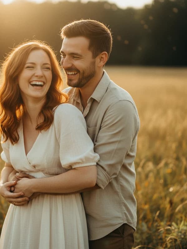 Engagement Storybook AI headshot example — Golden-hour storybook