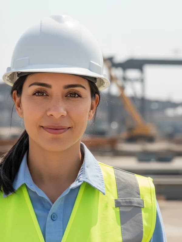 Engineer AI headshot example — On-site, hi-vis