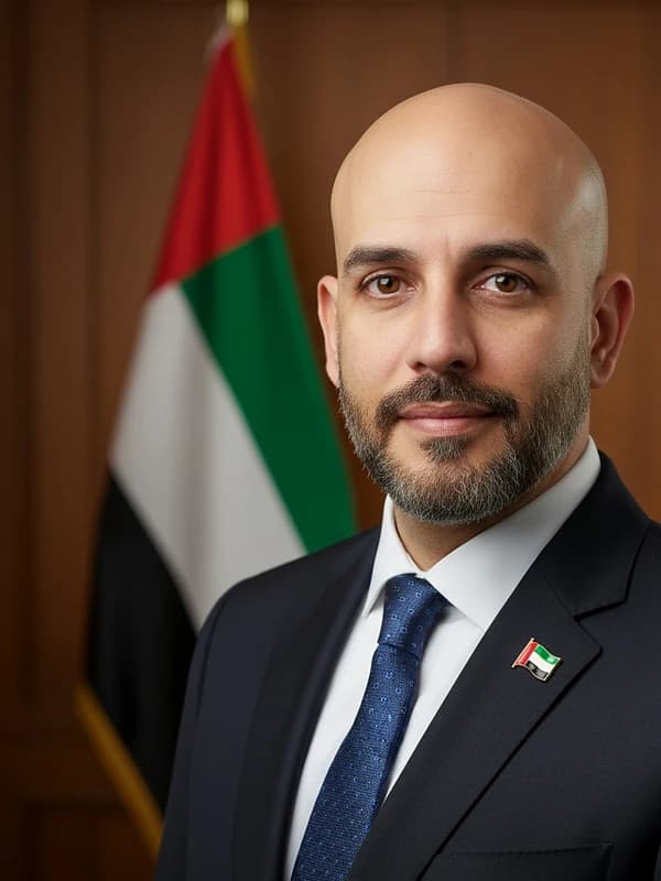Government AI headshot example — Flag + office gravitas