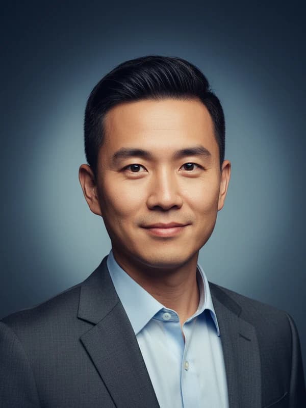 Studio Gradient AI headshot example — Premium color backdrop