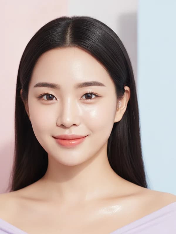 K-Beauty Campaign AI headshot example — Glass-skin pastel glow