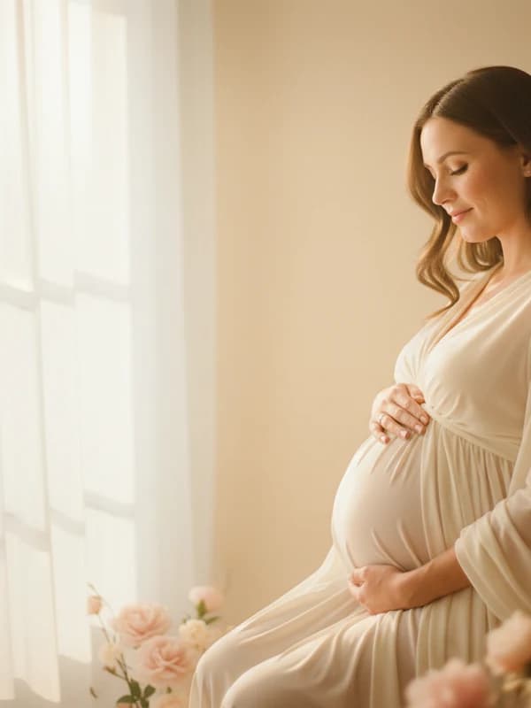 Maternity Glow AI headshot example — Tender expectant warmth