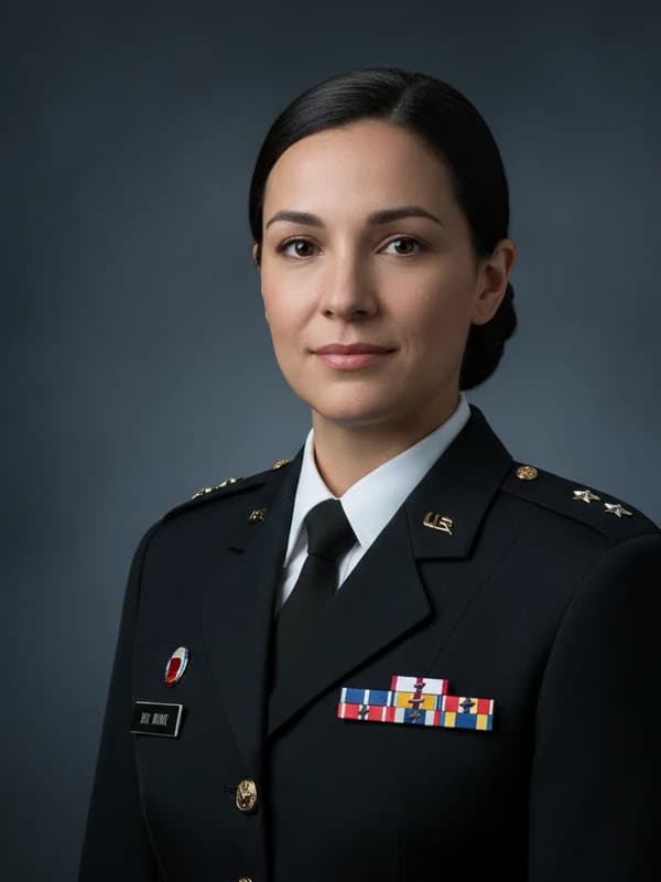 Military AI headshot example — Service dress, full honors