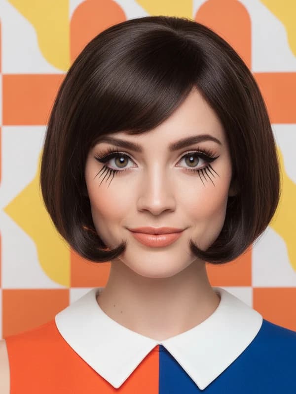 1960s Mod AI headshot example — Twiggy graphic eye