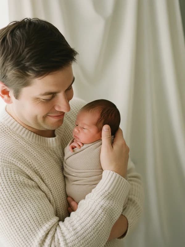Newborn Card AI headshot example — Announcement card-ready