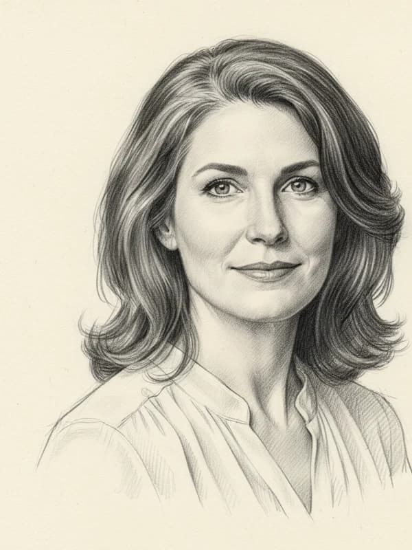 Pencil Sketch AI headshot example — Graphite cross-hatch
