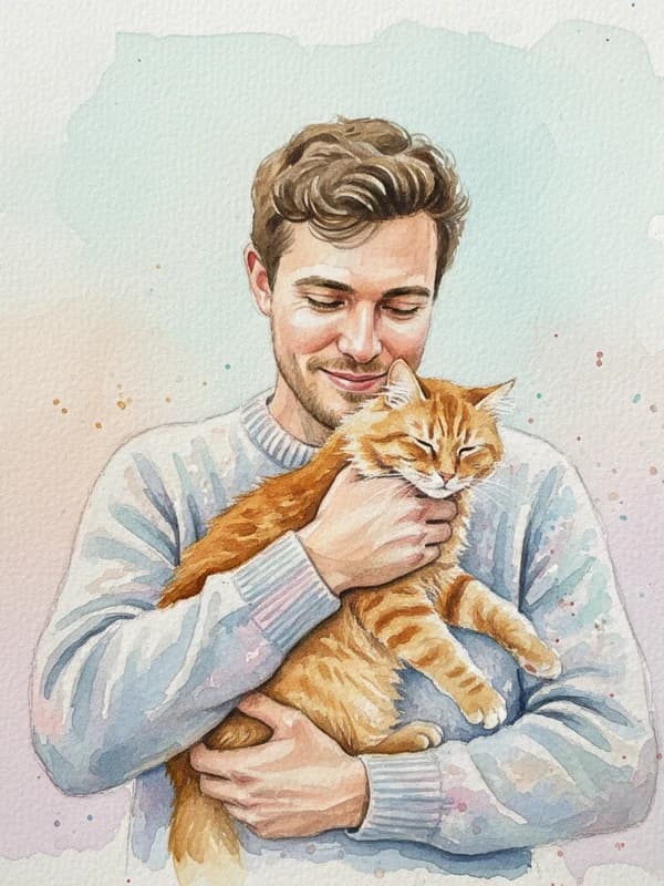 Pet Watercolor AI headshot example — Hand-painted watercolor