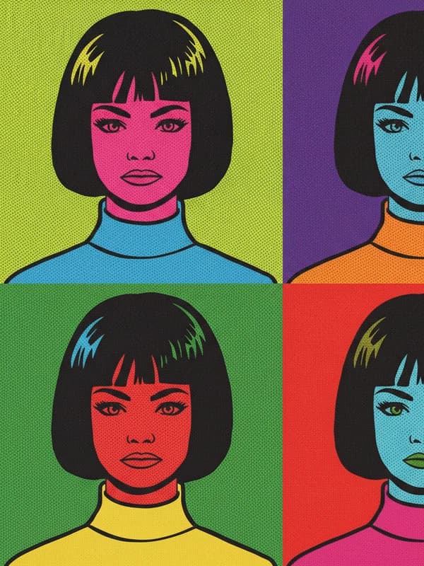 Pop Art AI headshot example — Silkscreen quad