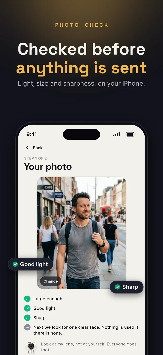 The photo check screen