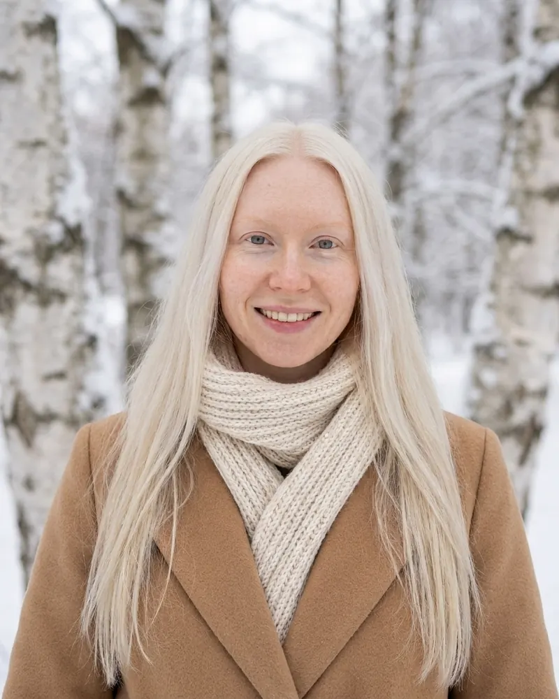 Talvinen ulkokuva koivujen keskellä