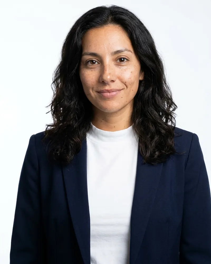 Navy blazer on a white backdrop
