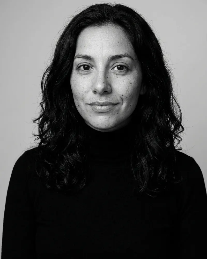 Black and white portrait in a black turtleneck